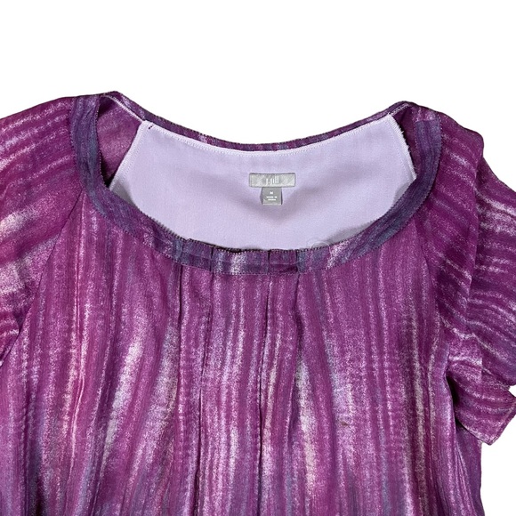 J. Jill Medium Purple Silk Pullover Short Sleeve Blouse - Picture 2 of 9
